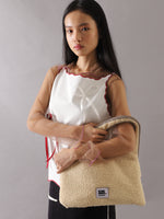 Rectangle Fur Shoulder Bag & Clutch Natural