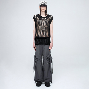 SPARSE KNIT VEST (UNISEX) BLACK