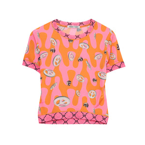 Jurassil Print Short Sleeve Shirt Pink Orange