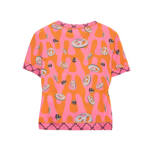 Jurassil Print Short Sleeve Shirt Pink Orange