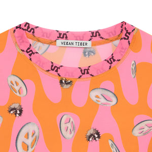 Jurassil Print Short Sleeve Shirt Pink Orange