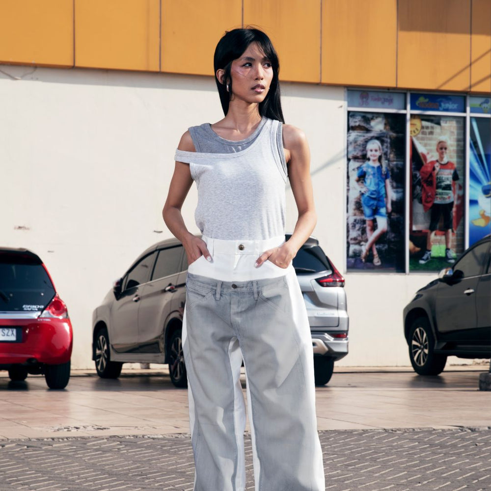 Double layered tank top Light Grey