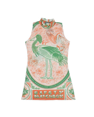 Pink Bird Sleeveless Mesh Multicolor