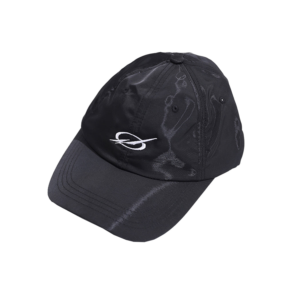 Shiny white logo embroidery cap - black