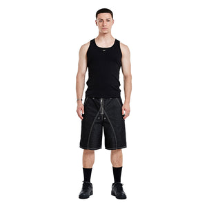 Tunnel lining short pants Denim - Black