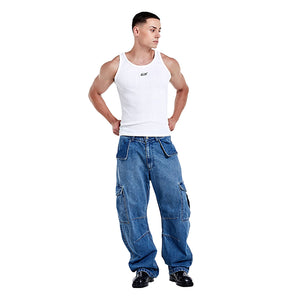 Denim Cargo Pants - Blue