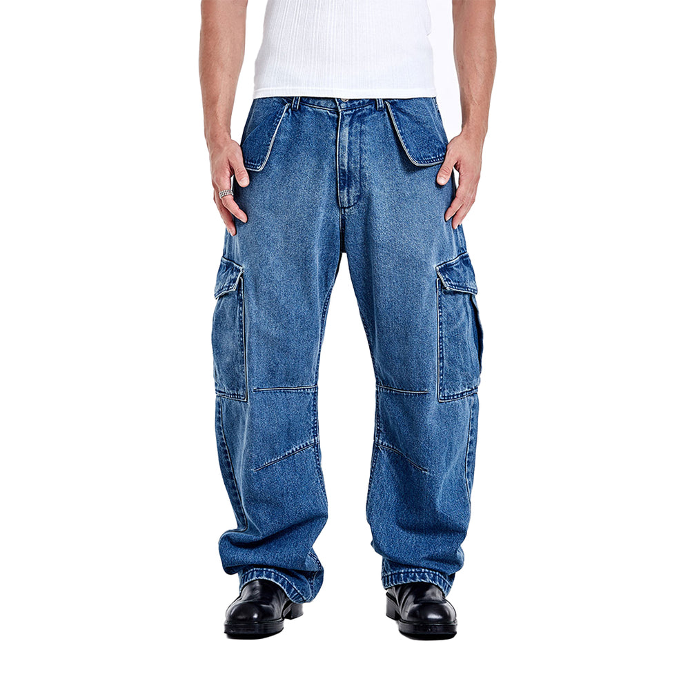 Denim Cargo Pants - Blue