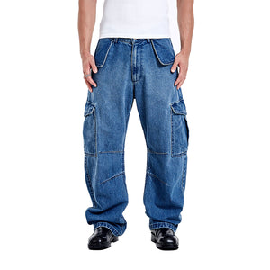 Denim Cargo Pants - Blue