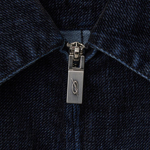 Bulky Zipper Denim Jacket - Midnight Blue