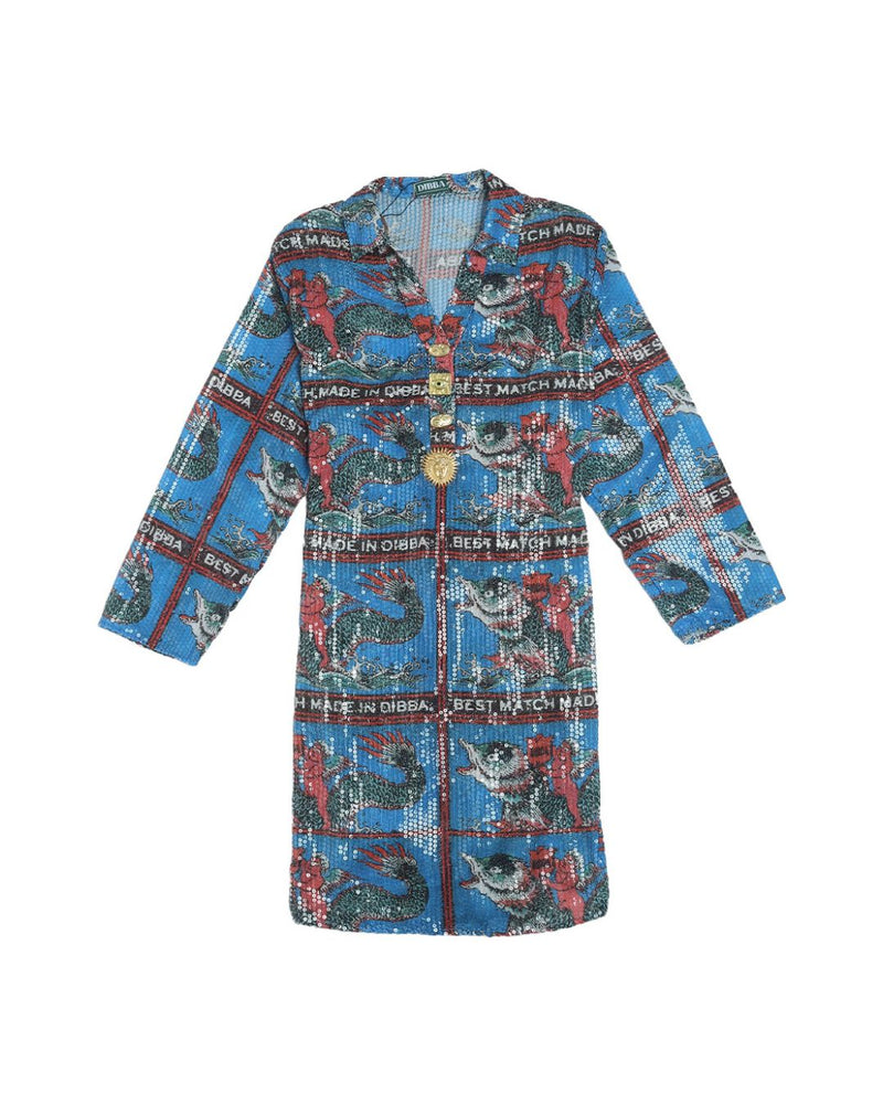 Sequin Fish Boys Dress Blue