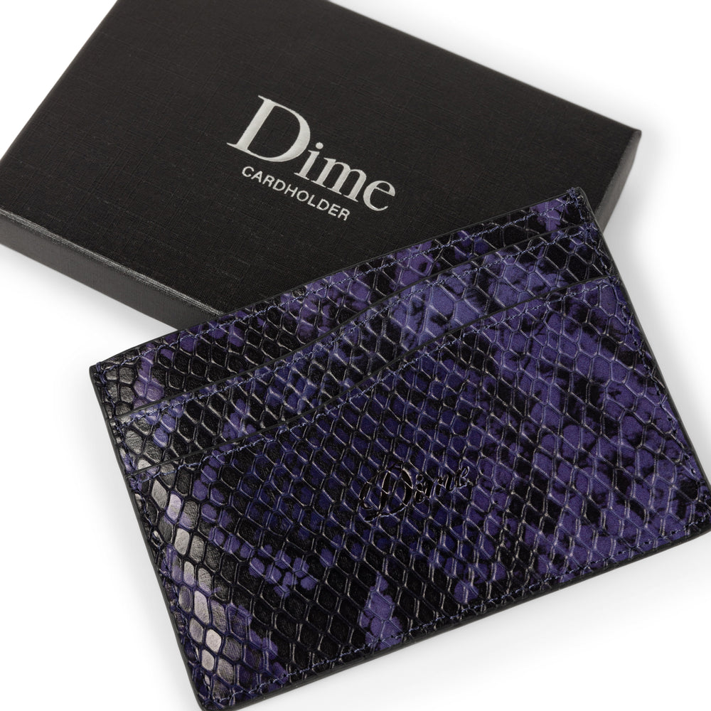 Embossed Leather Cardholder Purple Snake
