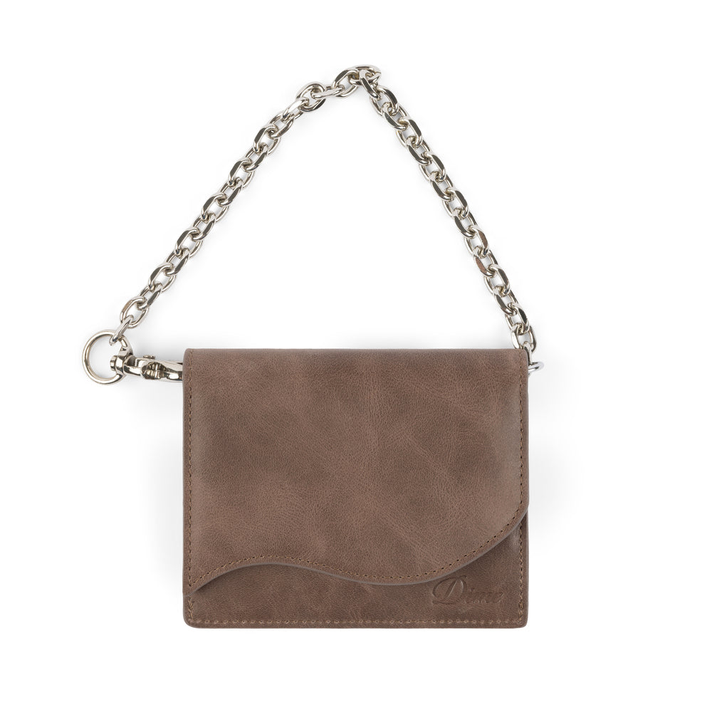 Chain Leather Wallet Brown