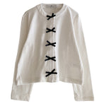 RIBBON IN A ROW CARDIGAN WHITE