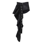 Artificial Leather Draping Short Pants Black