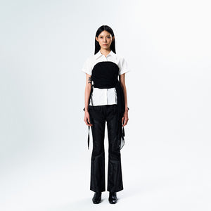 Chiffon Draping Corset Black