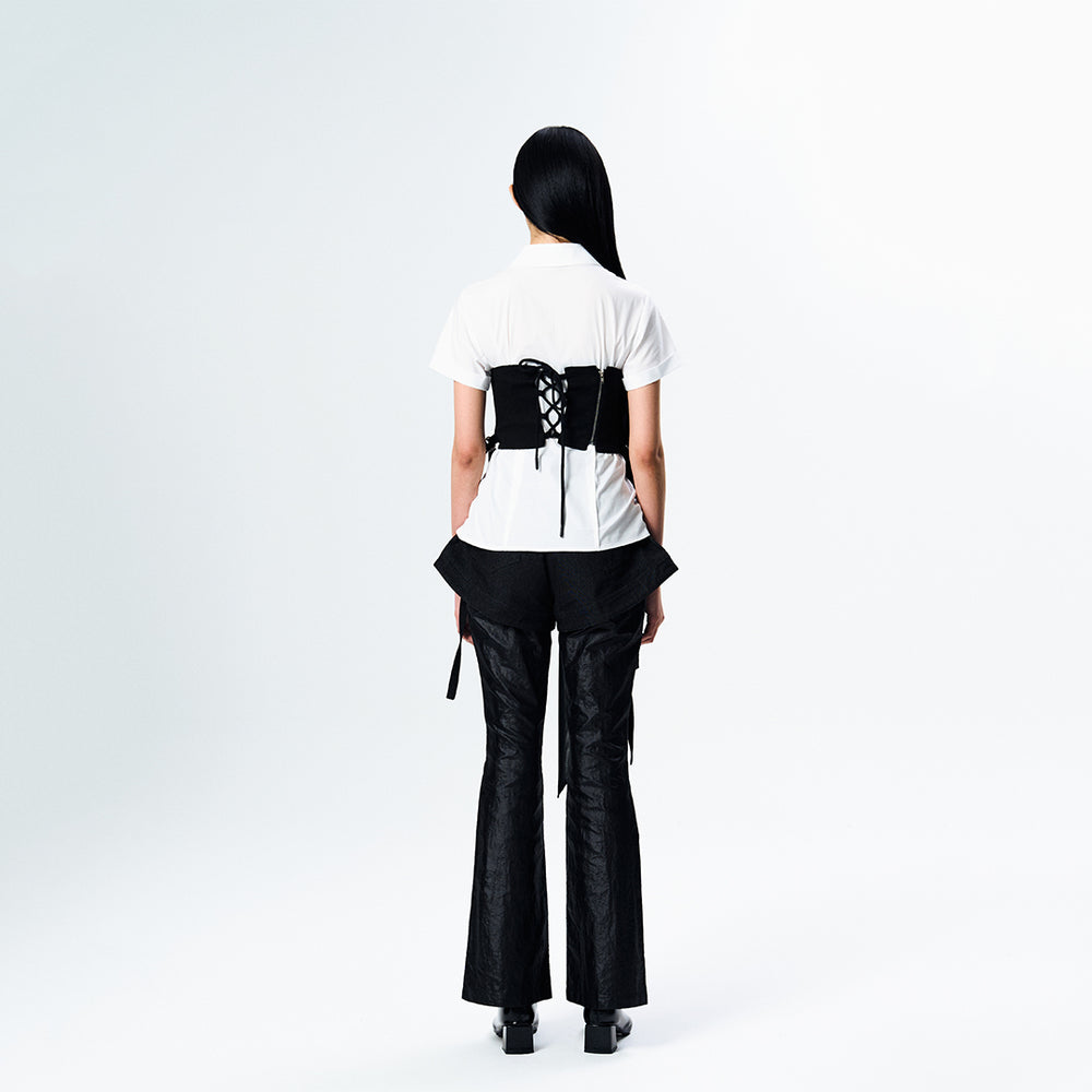 Chiffon Draping Corset Black