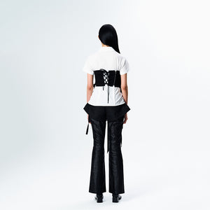 Chiffon Draping Corset Black