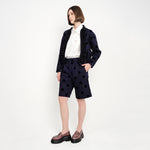 RUFFLED FLOCK POLKADOT JACKET NAVY