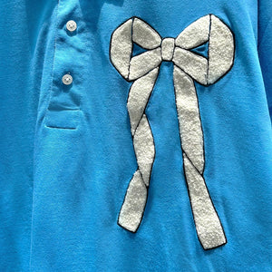 RIBBON TOWEL POLO SHIRT - BLUE / WHITE