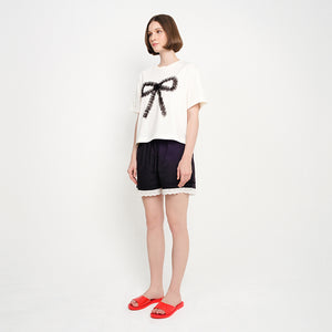 PATCH RIBBON TEE - WHITE / BLACK