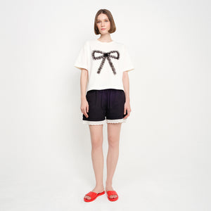 PATCH RIBBON TEE - WHITE / BLACK