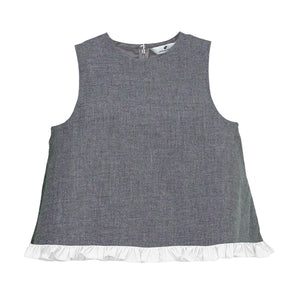 HAZE FRILL EDGE SL TOP - GREY