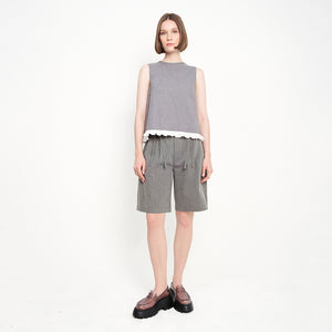 HAZE FRILL EDGE SL TOP - GREY