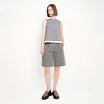 HAZE FRILL EDGE SL TOP - GREY