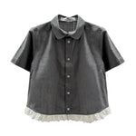 BRODERIE BABY SHIRT - GREY