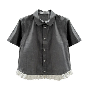 BRODERIE BABY SHIRT - GREY