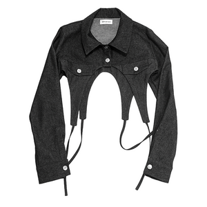 Denim Crop Jacket Black