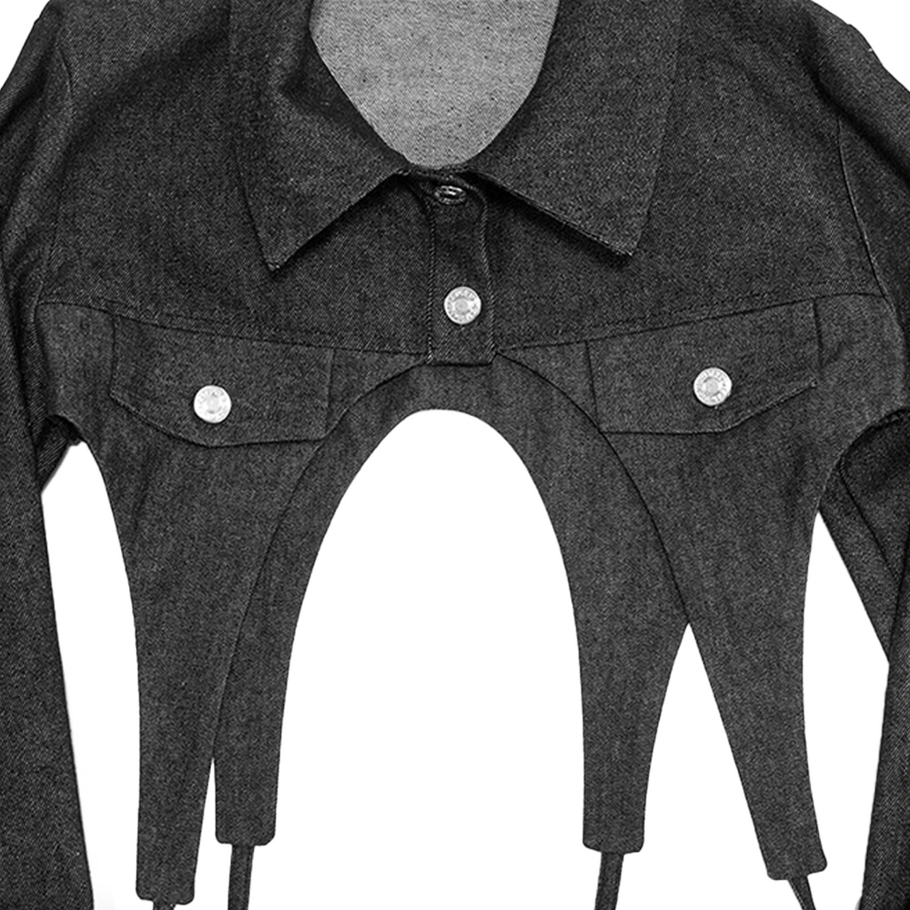 Denim Crop Jacket Black