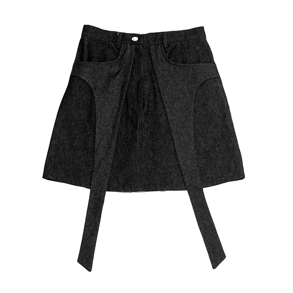 A-Line Denim Skirt Black