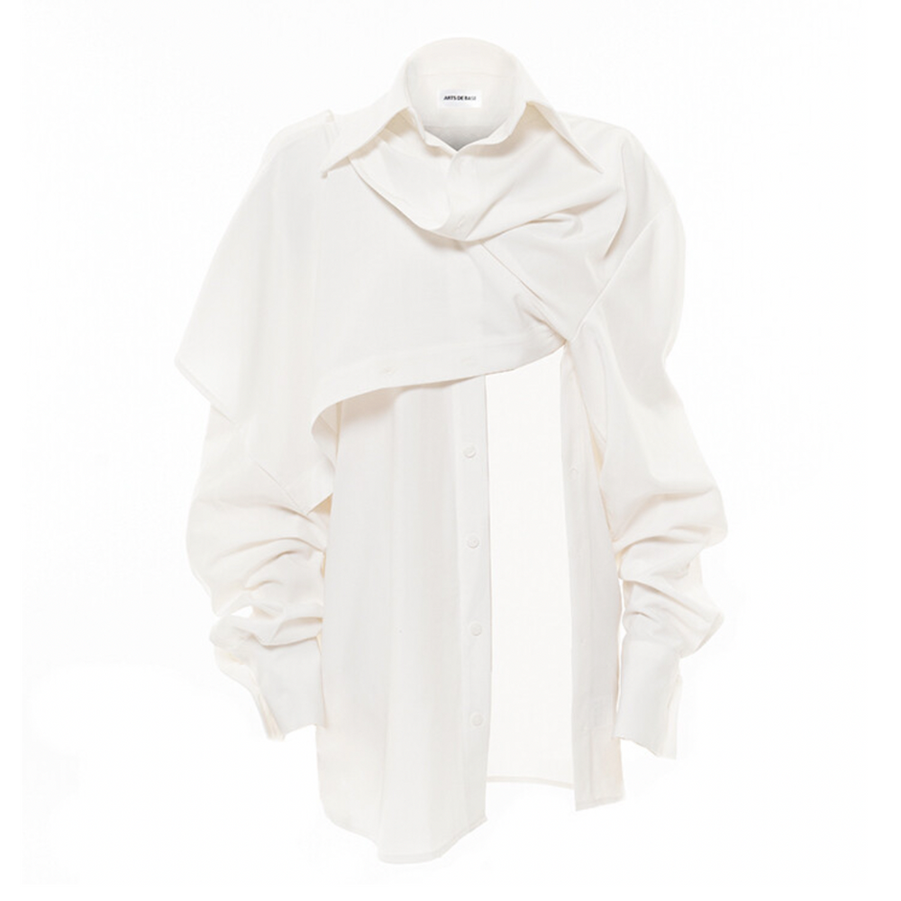 Draping Cowl Shirt White