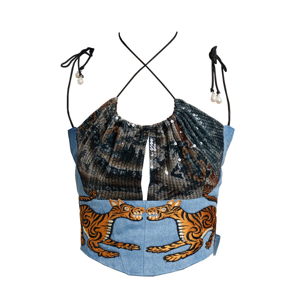 BENGAL DENIM BRALETTE MULTICOLOR