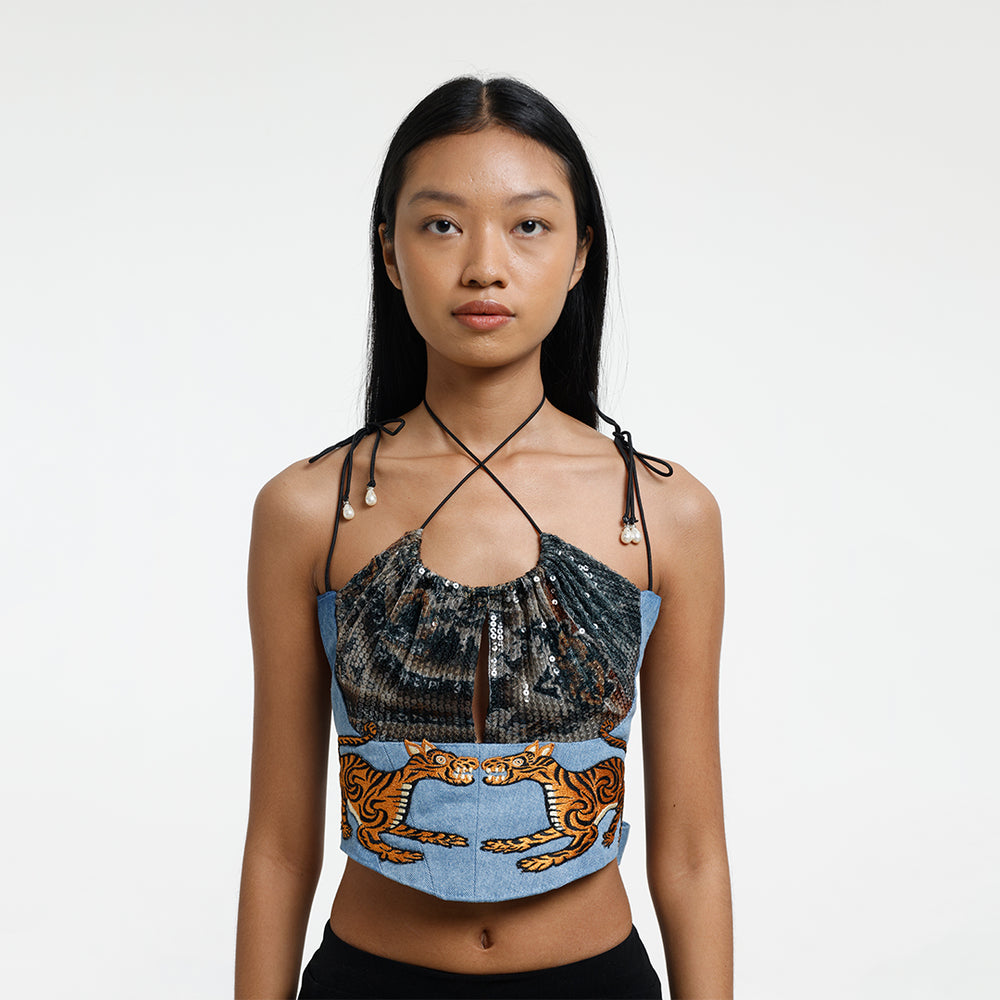 BENGAL DENIM BRALETTE MULTICOLOR