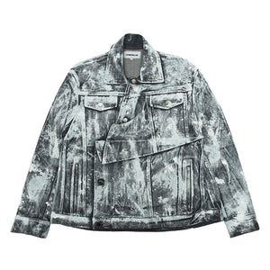 PAINTED DOUBLE BREASTED JACKET DENIM BLUE