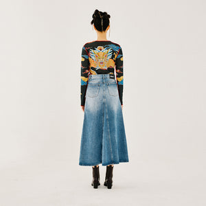 BIXI DENIM SKIRT DENIM BLUE