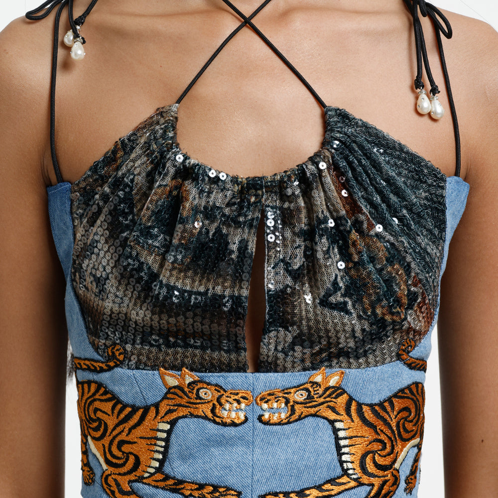 BENGAL DENIM BRALETTE MULTICOLOR