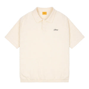 Wave Cable Knit Polo Cream