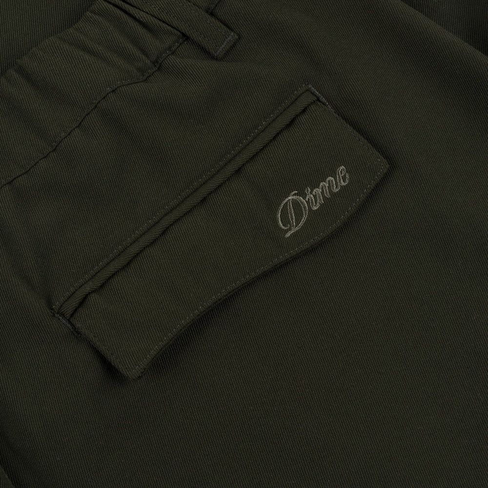 Pleated Twill Pants Forest Green