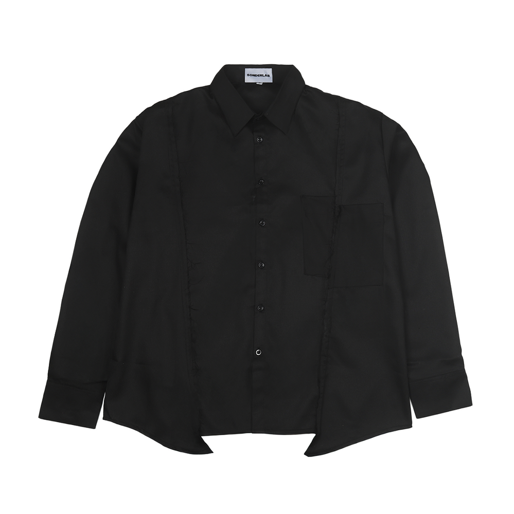 DISTRESSED DECONSTRUCTED SHIRT BLACK