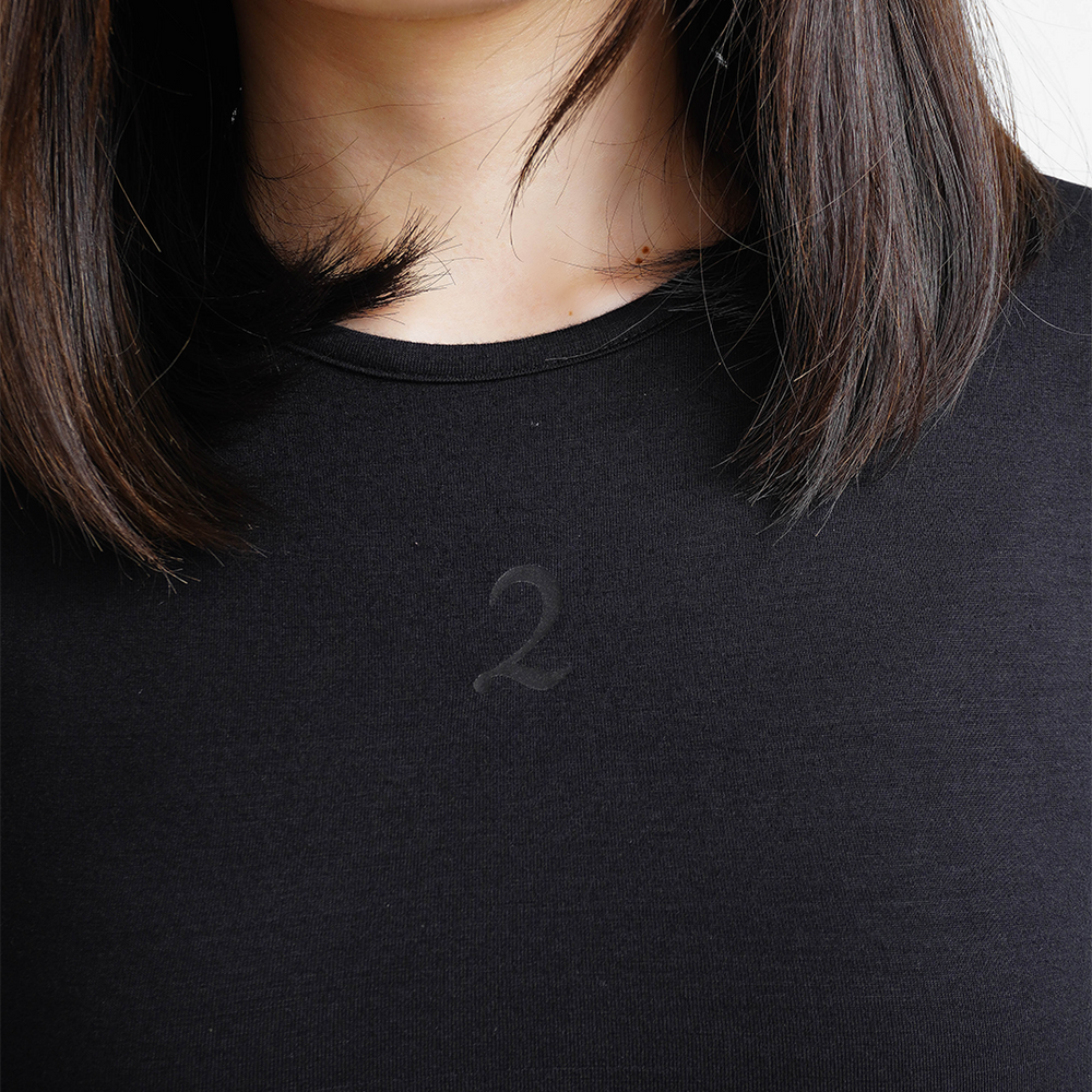 DOUBLE LAYERED TENCEL SHORTSLEEVE BLACK