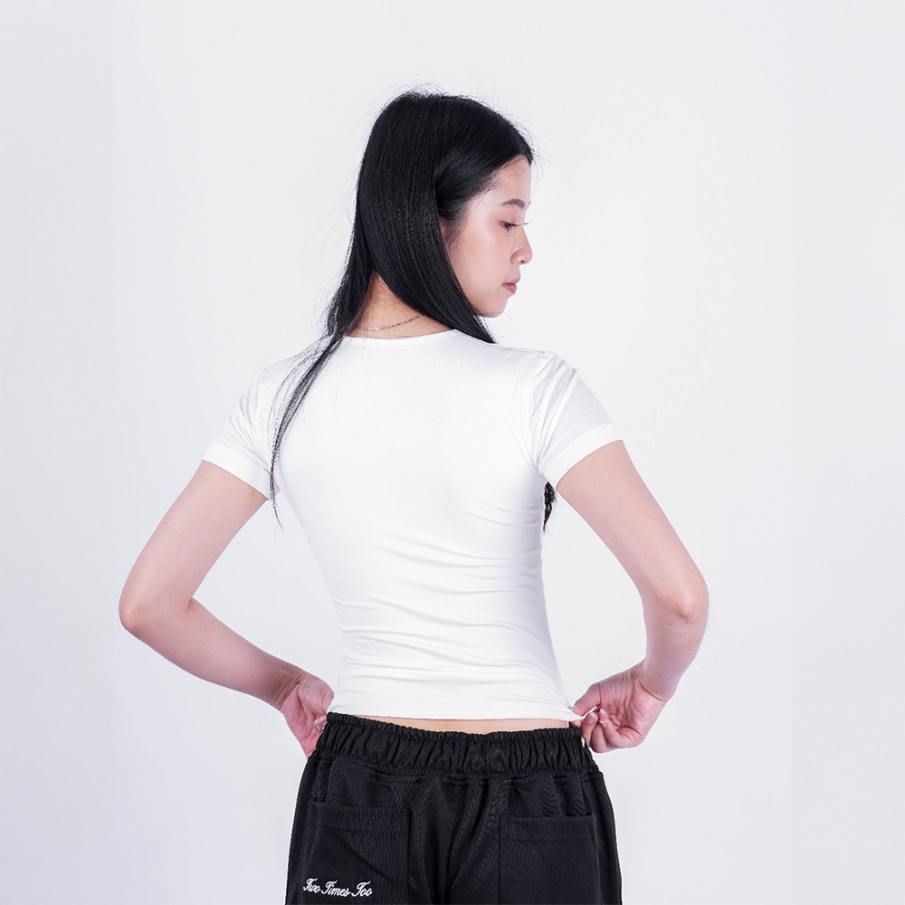 DOUBLE LAYERED TENCEL SHORTSLEEVE WHITE