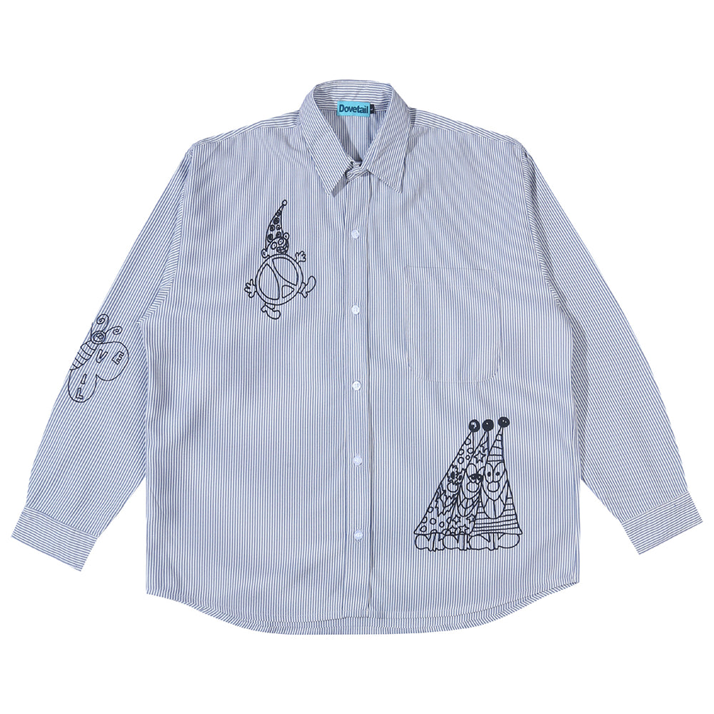 PECULIAR STRIPE SHIRT WHITE BLUE