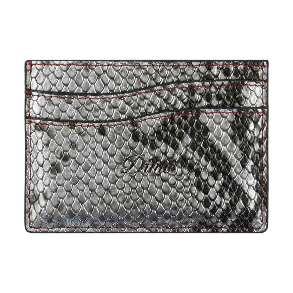 Embossed Leather Cardholder Silver Snake