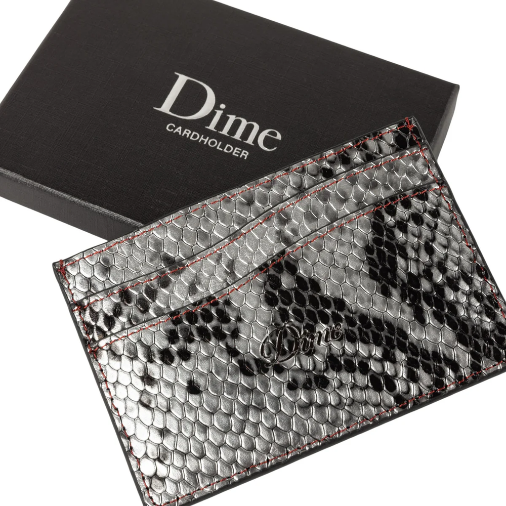Embossed Leather Cardholder Silver Snake