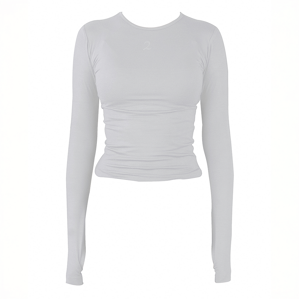 DOUBLE LAYERED TENCEL FIT LONGSLEEVE WHITE
