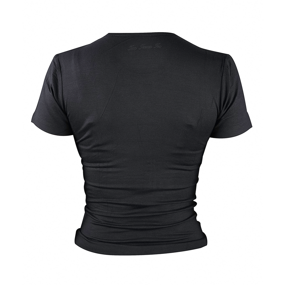 DOUBLE LAYERED TENCEL SHORTSLEEVE BLACK