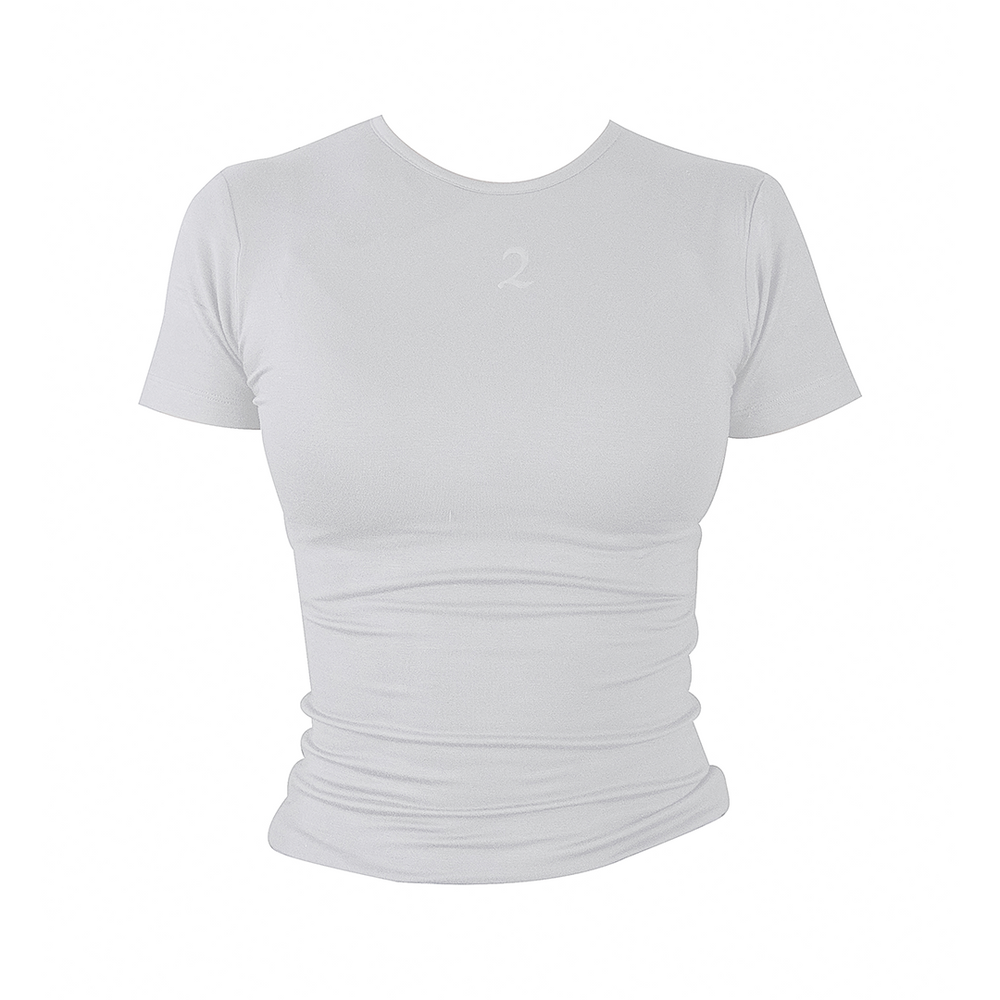 DOUBLE LAYERED TENCEL SHORTSLEEVE WHITE